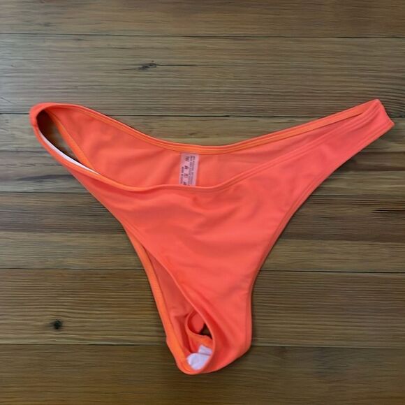 Neon Orange 3 Piece Bikini Set Womens Size Large Vacation Beach - Picture 5 of 10